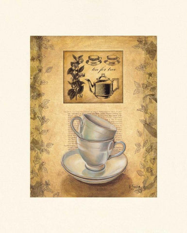 Tea for Two White Modern Wood Framed Art Print with Double Matting by Sjodin, Valerie