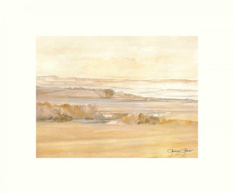 Waterville Wheat Fields Black Ornate Wood Framed Art Print with Double Matting by Sheler, Sammy