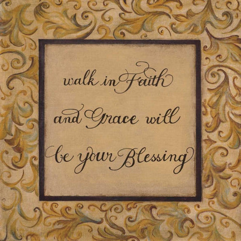 Walk in Faith Black Ornate Wood Framed Art Print with Double Matting by Smith, Pamela