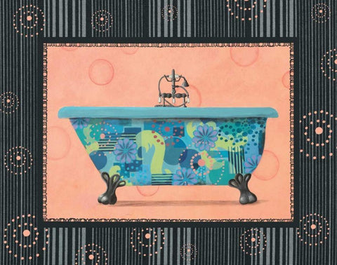 Retro Tub II Black Ornate Wood Framed Art Print with Double Matting by Smith, Pamela