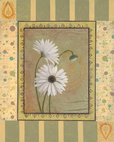 Daisies Black Ornate Wood Framed Art Print with Double Matting by Smith, Pamela