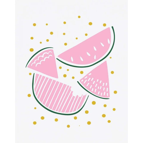 Watermelon White Modern Wood Framed Art Print by Serna, Isabel