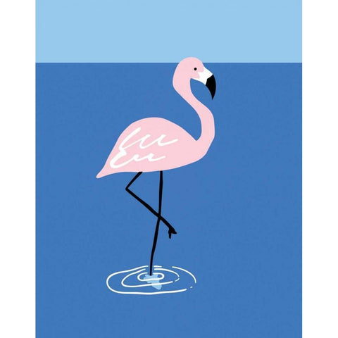 Flamingo Pond I Black Modern Wood Framed Art Print by Serna, Isabel