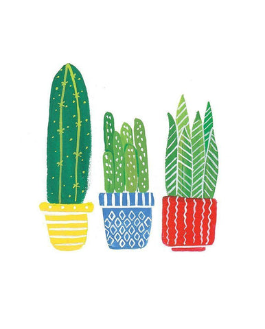 Cactus I White Modern Wood Framed Art Print with Double Matting by Serna, Isabel