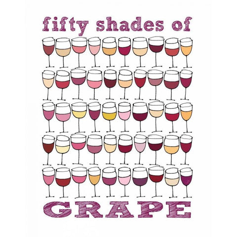 Fifty Shades of Grape White Modern Wood Framed Art Print by Sosik, Jennifer