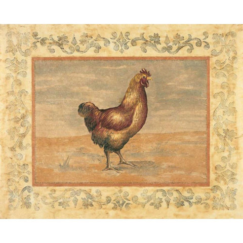 Hen Gold Ornate Wood Framed Art Print with Double Matting by Schippel, Banafshe