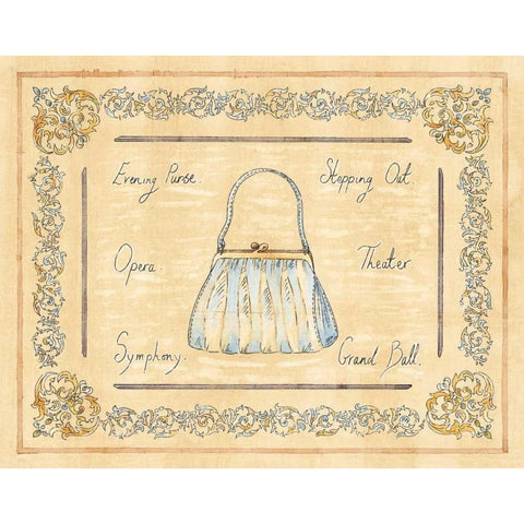 Evening Purse Gold Ornate Wood Framed Art Print with Double Matting by Schippel, Banafshe