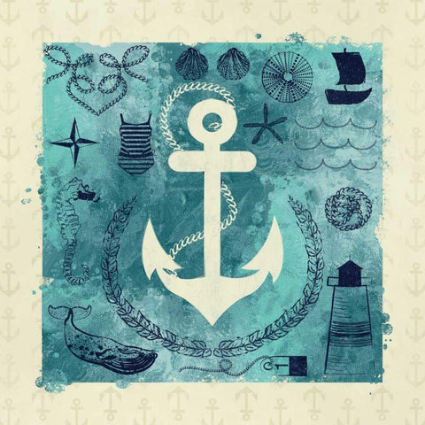 Anchor in Love I Black Modern Wood Framed Art Print with Double Matting by Sta Teresa, Ashley