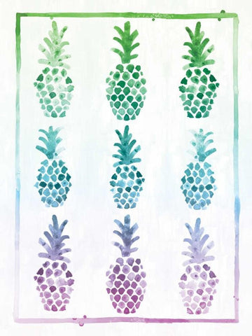 Ombre Pineapple White Modern Wood Framed Art Print with Double Matting by Sta Teresa, Ashley