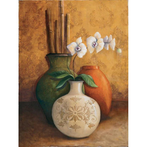 Modern Orchid I White Modern Wood Framed Art Print by 3 Bamboo Studio