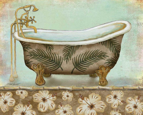 Tropical Bath I White Modern Wood Framed Art Print with Double Matting by Williams, Todd