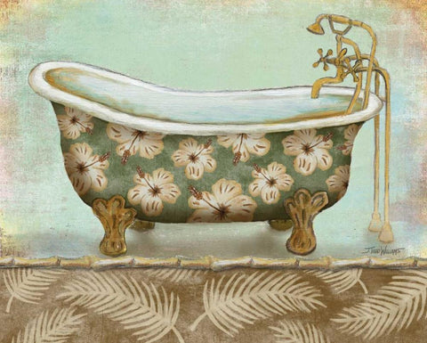 Tropical Bath II Black Ornate Wood Framed Art Print with Double Matting by Williams, Todd