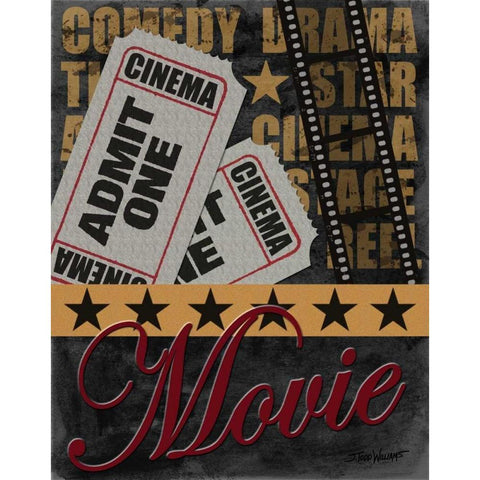 Movie White Modern Wood Framed Art Print by Williams, Todd