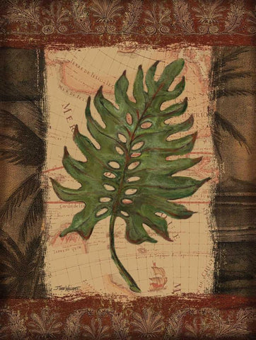 Tropical Leaf II Black Ornate Wood Framed Art Print with Double Matting by Williams, Todd