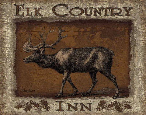 Elk Country White Modern Wood Framed Art Print with Double Matting by Williams, Todd