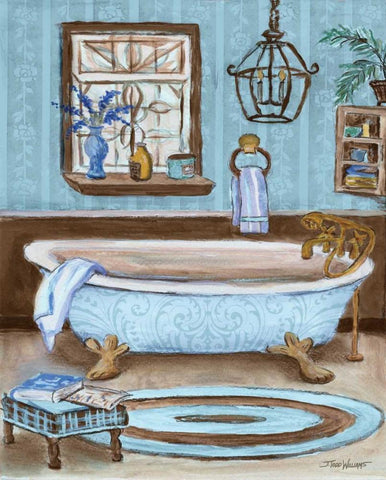 Tranquil Tub I White Modern Wood Framed Art Print with Double Matting by Williams, Todd