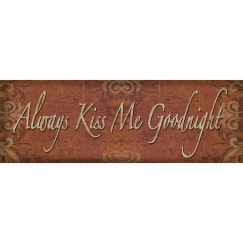 Always Kiss Me Goodnight Black Modern Wood Framed Art Print with Double Matting by Williams, Todd