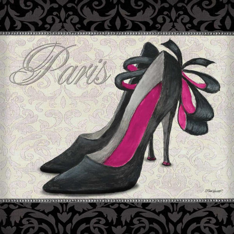 Pink Shoes Square II Black Ornate Wood Framed Art Print with Double Matting by Williams, Todd