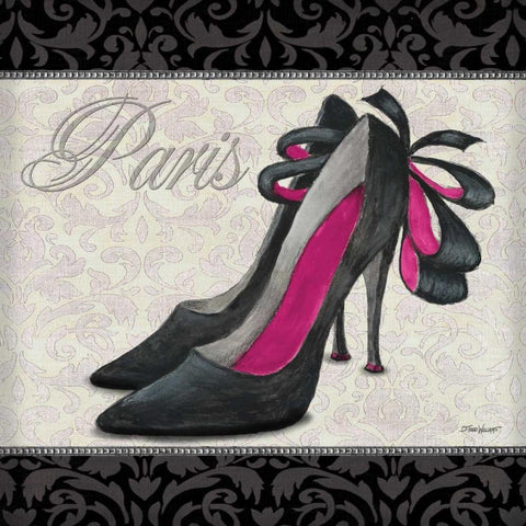 Pink Shoes Square II Black Modern Wood Framed Art Print with Double Matting by Williams, Todd