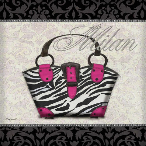 Pink Purse Square I Black Ornate Wood Framed Art Print with Double Matting by Williams, Todd