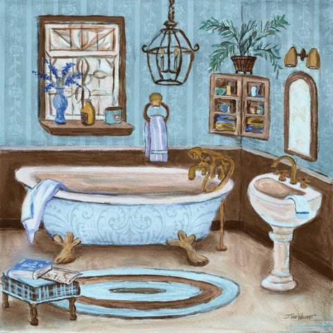 Tranquil Bath I Black Ornate Wood Framed Art Print with Double Matting by Williams, Todd