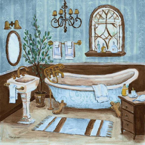 Tranquil Bath II Gold Ornate Wood Framed Art Print with Double Matting by Williams, Todd