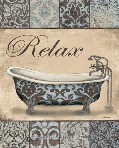 Relax Bath White Modern Wood Framed Art Print with Double Matting by Williams, Todd
