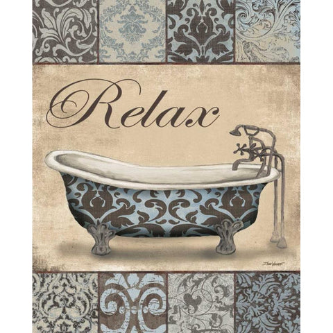 Relax Bath White Modern Wood Framed Art Print by Williams, Todd