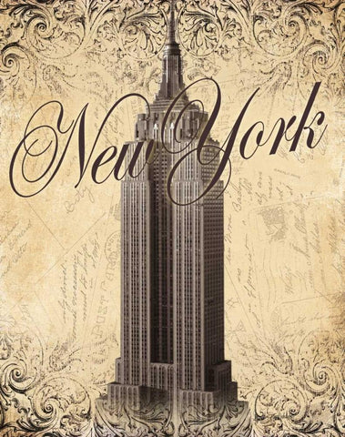 New York Black Ornate Wood Framed Art Print with Double Matting by Williams, Todd