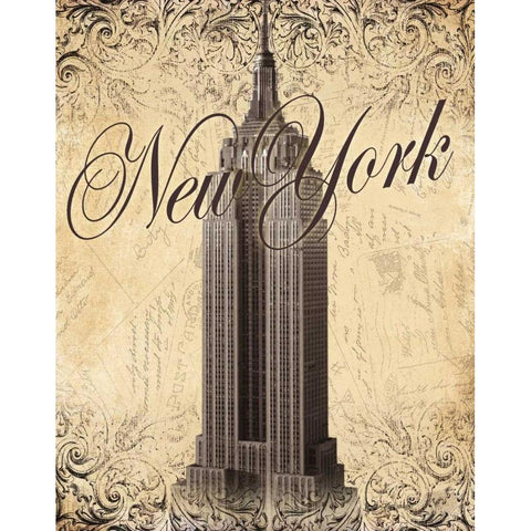 New York Black Modern Wood Framed Art Print with Double Matting by Williams, Todd