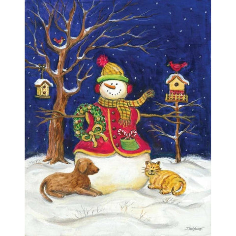 Snowman and Friends White Modern Wood Framed Art Print by Williams, Todd