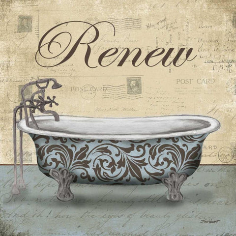 Renew Tub Black Ornate Wood Framed Art Print with Double Matting by Williams, Todd