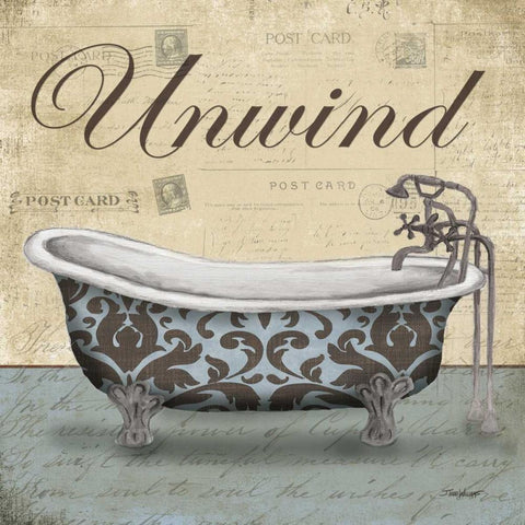 Unwind Tub White Modern Wood Framed Art Print with Double Matting by Williams, Todd