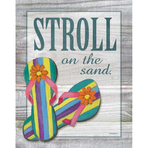Stroll on the Sand Black Modern Wood Framed Art Print by Williams, Todd