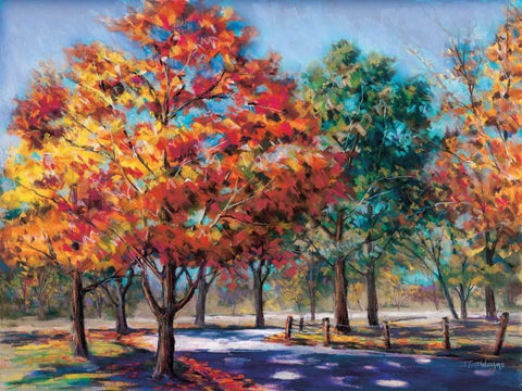 Fall Brilliance I Black Ornate Wood Framed Art Print with Double Matting by Williams, Todd