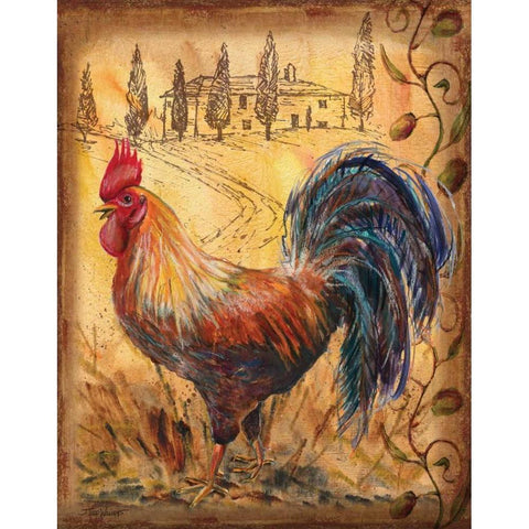 Tuscan Rooster II Gold Ornate Wood Framed Art Print with Double Matting by Williams, Todd