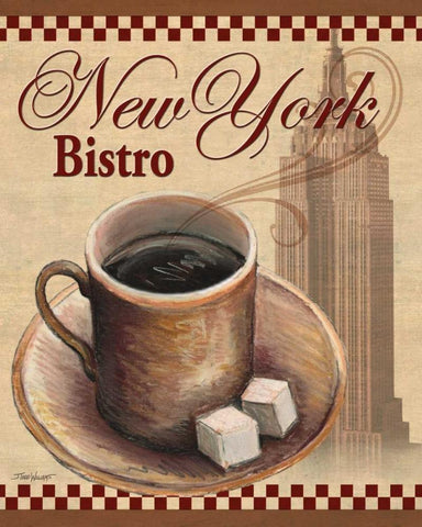 New York Bistro White Modern Wood Framed Art Print with Double Matting by Williams, Todd