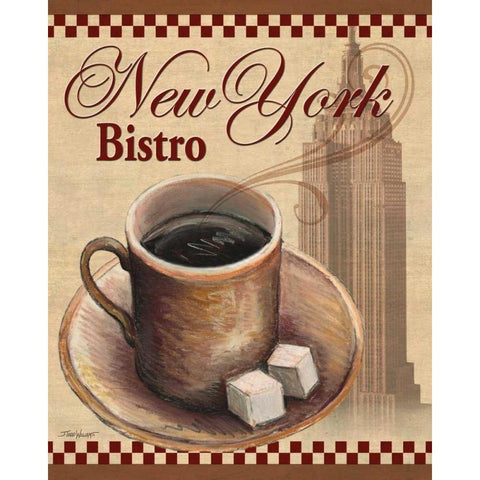 New York Bistro Black Modern Wood Framed Art Print with Double Matting by Williams, Todd