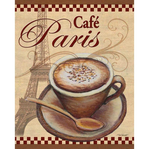 Paris Cafe Gold Ornate Wood Framed Art Print with Double Matting by Williams, Todd