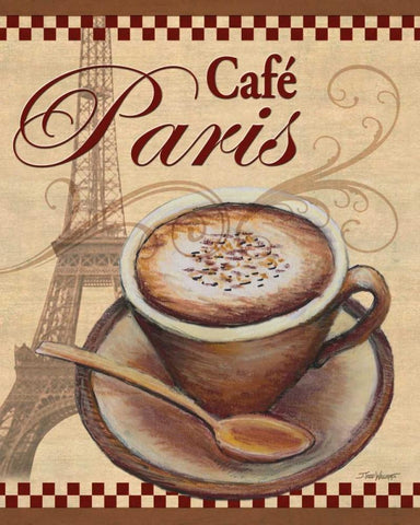 Paris Cafe White Modern Wood Framed Art Print with Double Matting by Williams, Todd