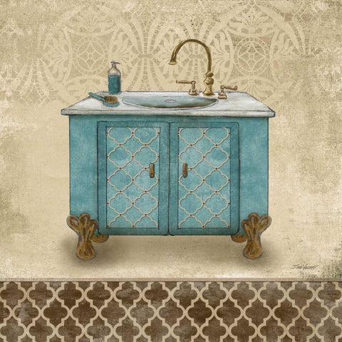 Lattice Bath III White Modern Wood Framed Art Print with Double Matting by Williams, Todd