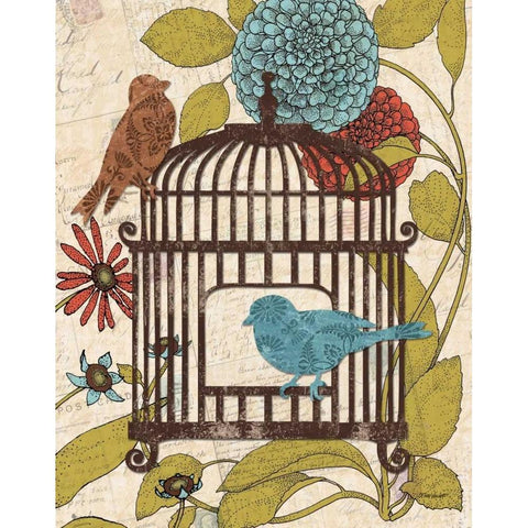 Birds and Blooms IV White Modern Wood Framed Art Print by Williams, Todd