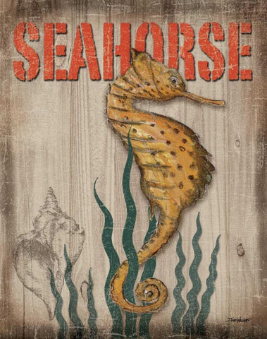 Seahorse White Modern Wood Framed Art Print with Double Matting by Williams, Todd