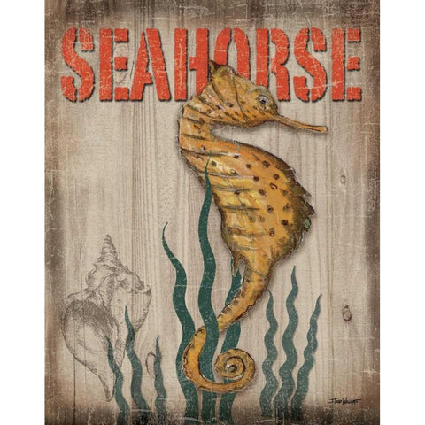 Seahorse Black Modern Wood Framed Art Print with Double Matting by Williams, Todd