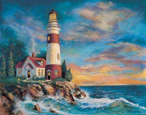 Lighthouse White Modern Wood Framed Art Print with Double Matting by Williams, Todd