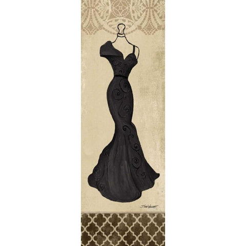 Black Fashion Dress III Gold Ornate Wood Framed Art Print with Double Matting by Williams, Todd