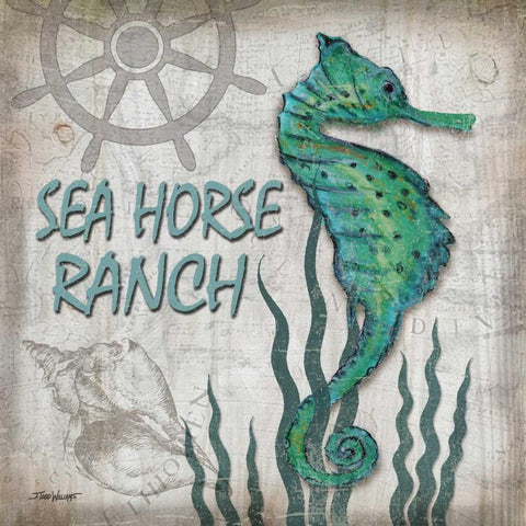 Sea Horse Ranch White Modern Wood Framed Art Print with Double Matting by Williams, Todd