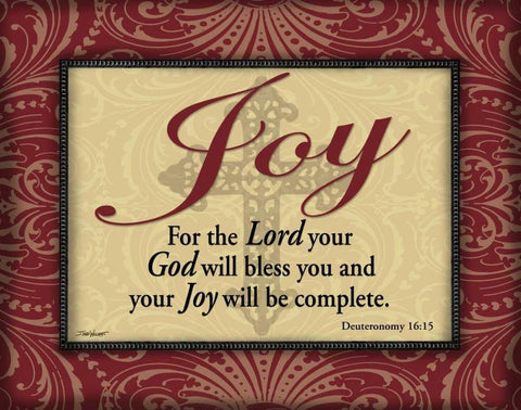 Red and Gold Joy White Modern Wood Framed Art Print with Double Matting by Williams, Todd