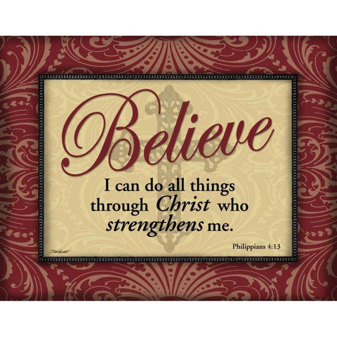 Red and Gold Believe Black Modern Wood Framed Art Print with Double Matting by Williams, Todd