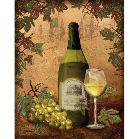 White Wine Gold Ornate Wood Framed Art Print with Double Matting by Williams, Todd